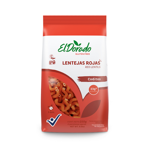 Pasta de lentejas rojas coditos (250 g)