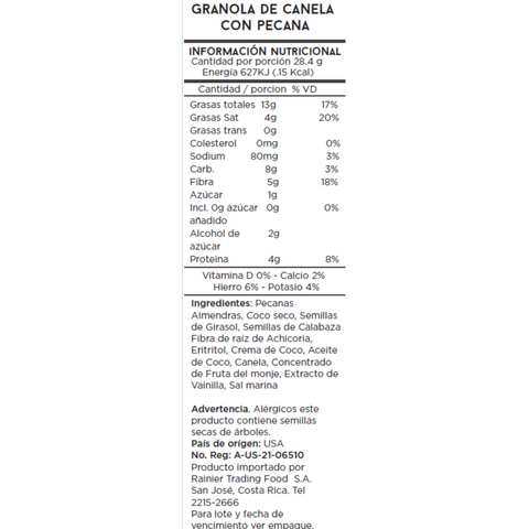 Granola Keto Canela y Pecanas (280 g)